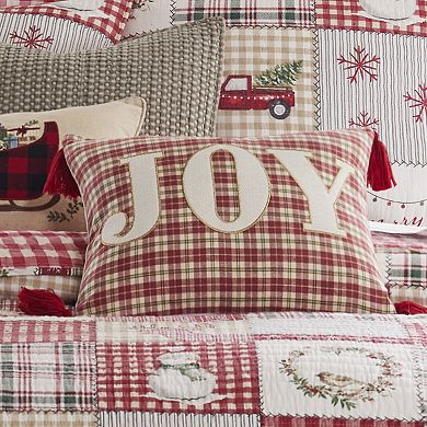 Levtex Home Home for Christmas Joy Plaid Tasseled Throw Pillow