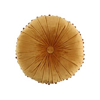 Levtex Home Kimpton Round Yellow Velvet Pompom Throw Pillow