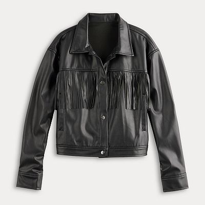 Juniors Almost Famous Fringe Front Jacket