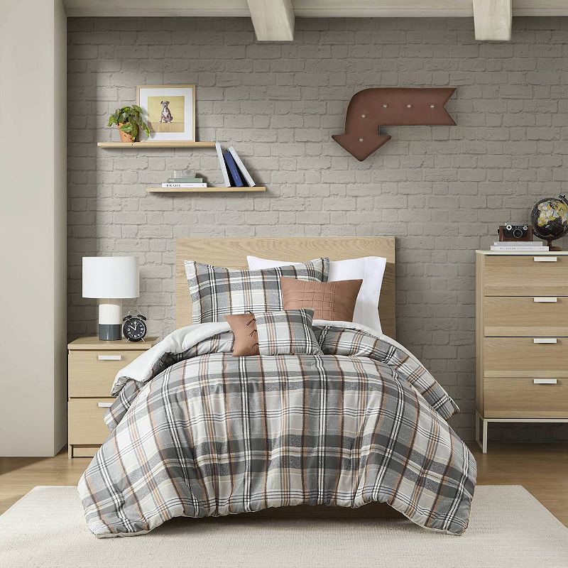 UPC 022164364842 product image for Intelligent Design Liam Plaid Comforter Set with Throw Pillow, Gray | upcitemdb.com