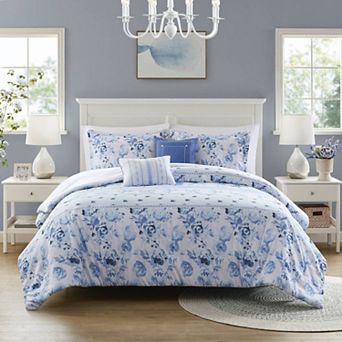 Intelligent Design Kaia Floral Striped Comforter Set with Throw Pillow