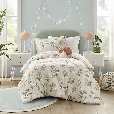 Intelligent Design Brynn Mushroom Garden Comforter Set with Throw Pillow