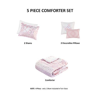 Intelligent Design Elodie Floral Paisley Comforter Set with Throw Pillow