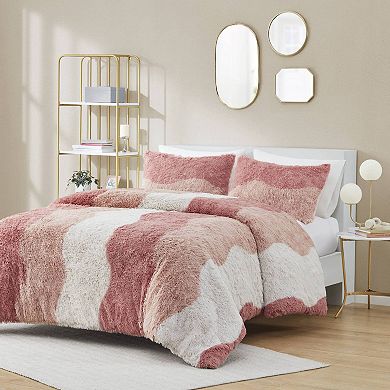 Intelligent Design Bridget Ombre Shaggy Faux Fur Duvet Cover Set