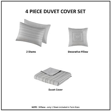 Intelligent Design Milo Cationic Dyed Clip Jacquard Duvet Cover Set with Throw Pillow