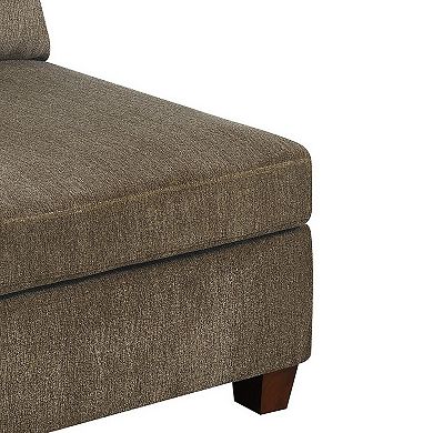 Fabric Armless Chair With Loose Back Pillows, Brown