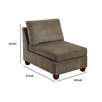 Fabric Armless Chair With Loose Back Pillows, Brown