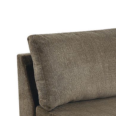 Fabric Armless Chair With Loose Back Pillows, Brown
