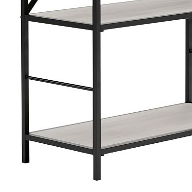 Gem 63 Inch Freestanding Bookcase, 4 Wood Shelves, Open Black Metal Frame