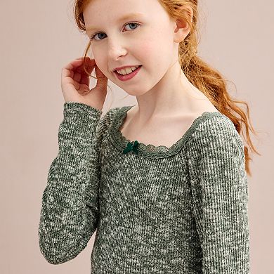 Girls 7-16 eyeshadow Lace Squareneck Mini Dress