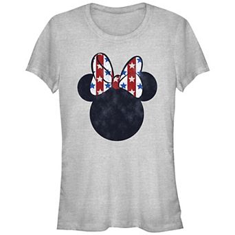 Disney's Minnie Mouse Juniors' Stars And Stripes Print Bow Graphic Tee