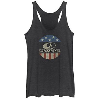 Juniors' Mossy Oak USA Flag Stamp Graphic Racerback Tank