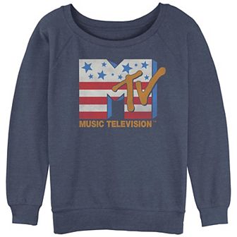 Juniors' MTV Americana Logo Slouchy Terry Graphic Pullover