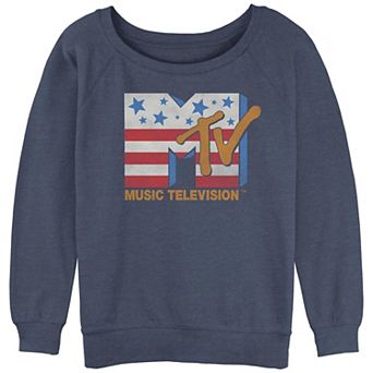 Juniors' MTV Americana Logo Slouchy Terry Graphic Pullover