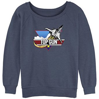 Juniors' Top Gun Combat Jet Flying Slouchy Terry Graphic Pullover