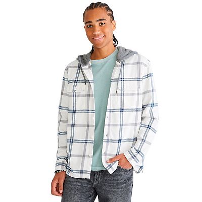 Grey plaid hoodie sale