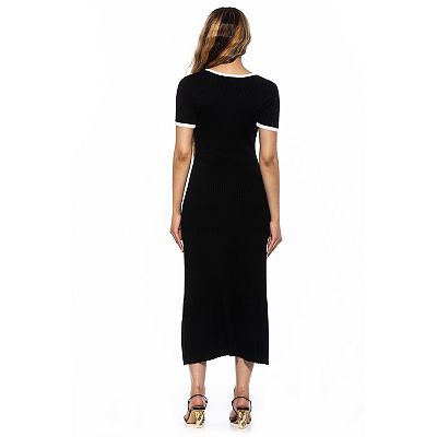 slim fit dress slacks Knit Fit and Flare Crew Neck Dress