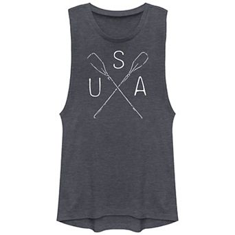 Juniors' USA Crossed Paddles Festival Graphic Muscle Tank