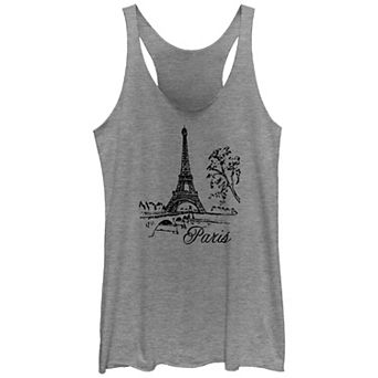 Juniors' Eiffel Tower Drawing Paris Graphic Racerback Tank