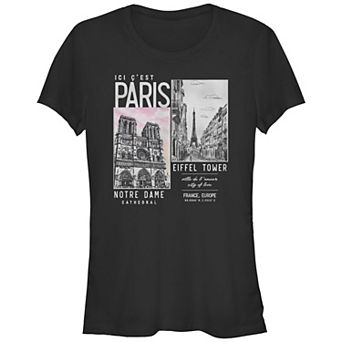 Juniors' Paris Places Of Interest Fitted Graphic Tee