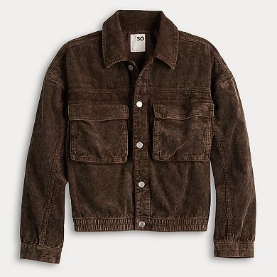 Juniors' SO® Corduroy Utility Jacket