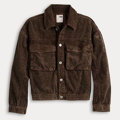 Juniors SO Corduroy Utility Jacket