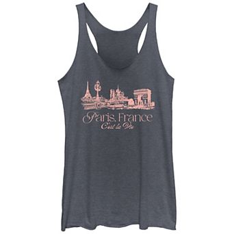 Juniors' Paris, France C'est La Vie Graphic Racerback Tank
