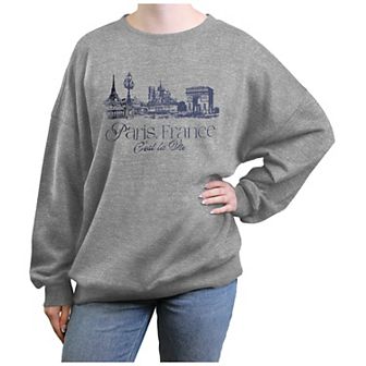 Juniors' Paris, France C'est La Vie Oversized Graphic Fleece