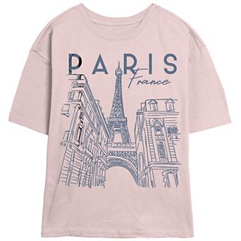 Juniors' Paris, France City Sketch Skimmer Graphic Tee