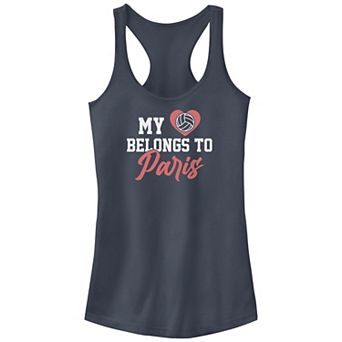 Juniors' My Heart Belongs To Paris Volleyball Graphic Racerback Tank