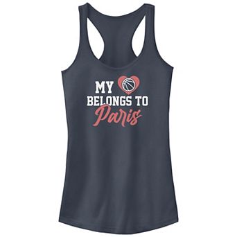 Juniors' My Heart Belongs To Paris Basketball Graphic Racerback Tank