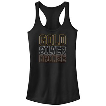 Juniors' Gold Silver Bronze Graphic Racerback Tank