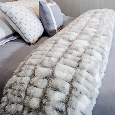 Lavish Home Jacquard Faux Fur Throw Blanket