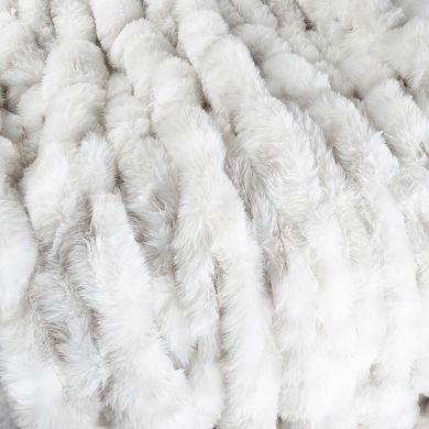 Lavish Home Jacquard Faux Fur Throw Blanket