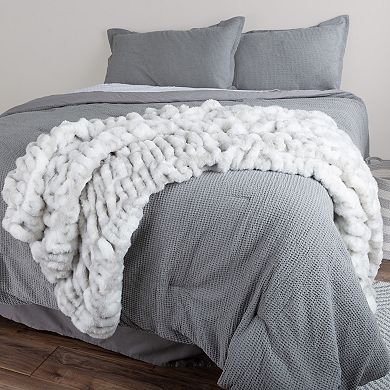 Lavish Home Jacquard Faux Fur Throw Blanket