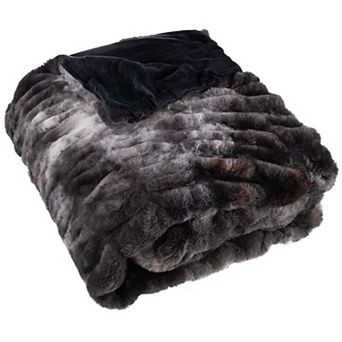 Lavish Home Jacquard Faux Fur Throw Blanket