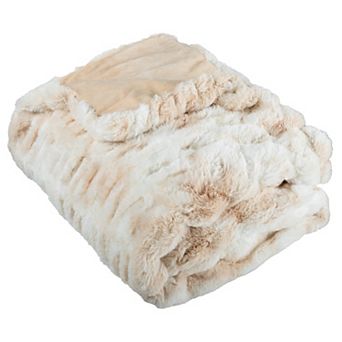 Lavish Home Jacquard Faux Fur Throw Blanket