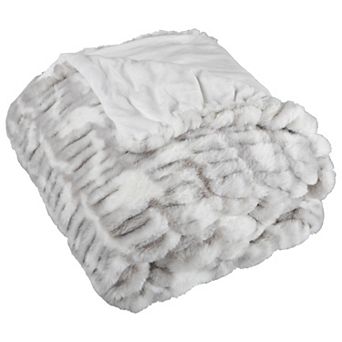 Lavish Home Jacquard Faux Fur Throw Blanket