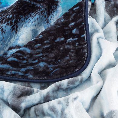 Lavish Home Wolves Faux Mink Throw Blanket