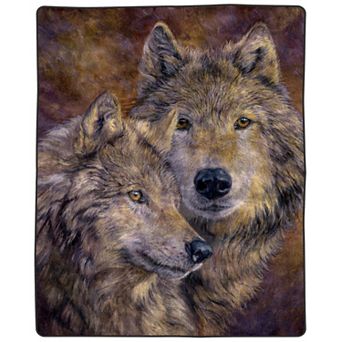 Lavish Home Wolves Faux Mink Throw Blanket