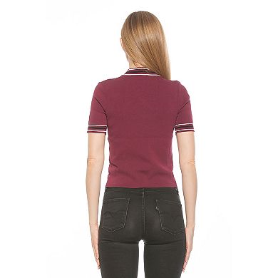 Women's ALEXIA ADMOR Phoebe Knit 1/4-Zip Short Sleeve Mock Neck Top