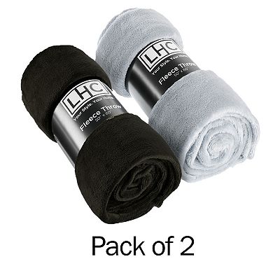 Lavish Home 2-Pack Fleece Throw Blanket Set
