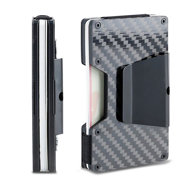 Men's Exact Fit RFID-Blocking Expandable Hardside Card Case Wallet with Money Clip - Carbon Fiber