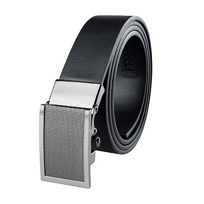 Exact Fit Men's Ratchet Belt - No Holes, Adjusts Every 1/4 Inch, Fits Waist 28 To 48, Frame Buckle Design