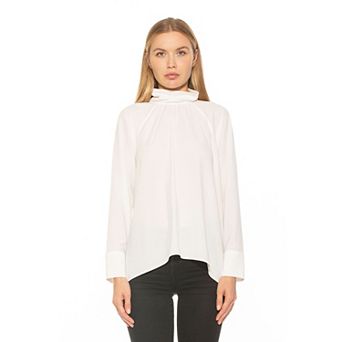 Women's ALEXIA ADMOR Danielle Mockneck Draped Flowy Blouse