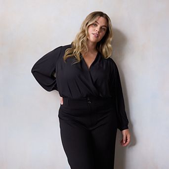 Plus Size LC Lauren Conrad Wrap Front Bodysuit