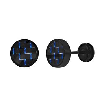 Metallo Stainless Steel 10mm Carbon Fiber Earrings
