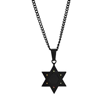 Metallo Stainless Steel Star Of David Necklace