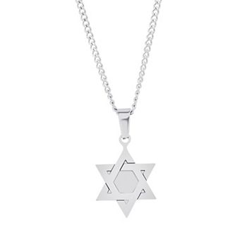 Metallo Stainless Steel Star Of David Necklace