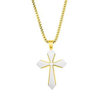 Metallo Stainless Steel Brushed Cross Necklace